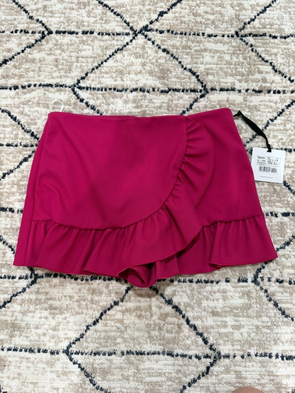 RED Valentino Fuchsia Skirt-effect ruffled drill shorts Skort